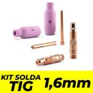 Kit TIG 1,6mm - 1 Bocal Cerâmico TIG Nº 4 / 1 Bocal Cerâmico TIG Nº 5 / 2 Porta Pinça (Difusor) / 2 Pinça