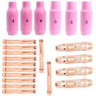 Kit TIG - 3 Bocais 4 - 3 Bocais 6 - 6 Pinça 1,6mm - 6 Pinça 2,4mm - 2 Difusor 1,6mm - 2 Difusor 2,4mm
