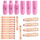 Kit TIG - 3 Bocais 4 - 3 Bocais 8 - 6 Pinça 1,6mm - 6 Pinça 2,4mm - 2 Difusor 1,6mm - 2 Difusor 2,4mm