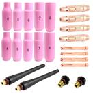 Kit Tig 4 Pinças Tig 1,6mm + 2,4mm + 4 Porta Pinça 1,6mm + 2,4mm + 2 Capa Curta + 2 Capa Longa + 10 Bocais