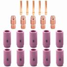 Kit tig WP9 - 5 Pinças Tig 1,6mm 13N22 + 5 Porta Pinça Tig 1,6mm 13N27 WP9 WP20 WP25 + 10 Bocais Ceramico Tig 13N10 Nº6