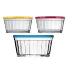 Kit Tigela Americano Bowl Vidro Com Tampa 600ML 3 Unidades