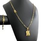Kit Tijolinho 4mm - Pingente 'O Senhor ' Banhado a Ouro 18k