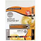 Kit Tinta Acrílica Daler Rowney Tinta+painel+pincel 16pçs Kit Tinta Acrílica Daler Rowney Tinta+painel+pincel 16pçs