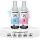 Kit Tinta Com 2 Refis Original Epson T673 Ecotank LC + LM Compatível Impressoras L800 L805 L810 L850 L1800