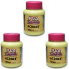 Kit Tinta Fosca Artesanato PVA Amarelo Bebê 3x 100ml Acrilex