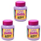 Kit Tinta Fosca Artesanato PVA Lilás 3x 100ml Acrilex Kit Tinta Fosca Artesanato PVA Lilás 3x 100ml Acrilex