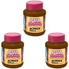 Kit Tinta Fosca Artesanato PVA Marrom 3x 100ml Acrilex