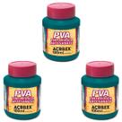 Kit Tinta Fosca Artesanato PVA Verde Bande. 3x 100ml Acrilex Kit Tinta Fosca Artesanato PVA Verde Bande. 3x 100ml Acrilex