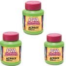 Kit Tinta Fosca Artesanato PVA Verde Folha 3x 100ml Acrilex Kit Tinta Fosca Artesanato PVA Verde Folha 3x 100ml Acrilex