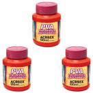 Kit Tinta Fosca Artesanato PVA Vermelho Viv 3x 100ml Acrilex