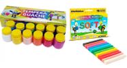 kit tinta guache 12 unidades + massinha colorida acrilex