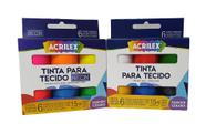 Kit Tinta Para Tecido Art Teen - Acrilex C/12 Potes De 15ml Kit Tinta Para Tecido Art Teen - Acrilex C/12 Potes De 15ml