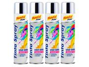 Kit Tinta Spray Metálica Cromada Uso Geral Mundial Prime 400ml 4 Unidades Melhor Rendimento Secagem