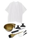 Kit Tintura Profissional Completa Tigela Pincel Clips Piranha Pente Luva Capa