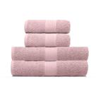 Kit Toalha Banho e Rosto 4 Peças Dusty Rose 100 Algodão Fio Penteado Alta Absorção Buettner