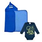 Kit Toalha Com Capuz + Body Bodie Bebê Proteção Solar Praia