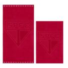 Kit Toalha de Banho e Rosto Aveludada Jacquard de Time São Paulo Vermelho Buettner
