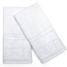 Kit Toalha Social Lavabo 100 Algodão Egípcio Felpudo Fio Penteado Barra com Renda Bordada Linha Cristal Renascença 2 peças 30x50cm Buettner