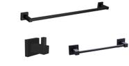 Kit Toalheiro 63cm Preto Fosco + Cabide Metal + Porta Toalha