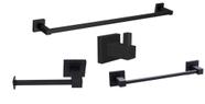 Kit Toalheiro Banho e Rosto 30cm Papeleira Ret Cabide Preto