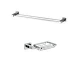 Kit Toalheiro Duplo e Saboneteira Cromada de Luxo Premium