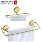 Kit Toalheiro Duplo Porta Toalha Rosto Adesivo Dupla Face Banheiro Dourado - Future Kit Toalheiro Duplo Porta Toalha Rosto Adesivo Dupla Face Banheiro Dourado - Future