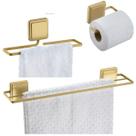 Kit Toalheiro Duplo Porta Toalha Rosto Suporte Papel Higiênico Banheiro Adesivo Dupla Face Dourado - Future