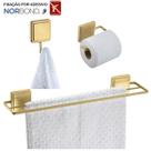 Kit Toalheiro Duplo Suporte Papel Higiênico Gancho Porta Toalha Banheiro Adesivo Dupla Face Dourado - Future