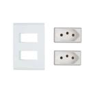 Kit Tomada Dupla 10A-20A com Placa Branca Liz Tramontina