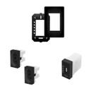 Kit Tomada Dupla Padrão Preto 10A/250V + UBS e Placa - Fame