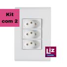 Kit Tomada Tripla Liz Tramontina 2P+T 10A/250V Com 2 Unidades