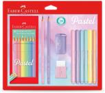 Kit Tons Pastel - Faber-Castell - Com 20 Lápis de Cor + Canetinhas + Borracha + Apontador + Grafite Kit Tons Pastel - Faber-Castell - Com 20 Lápis de Cor + Canetinhas + Borracha + Apontador + Grafite