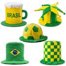Kit Torcedor Chapéu Bobo Cartola Bola Chope Brasil 5 Peças Copa Mundo