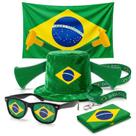Kit Torcedor Do Brasil Completo Com Cartola Buzinas Óculos Bandeira Tirante Para Copa Do Mundo 2026