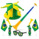 Kit Torcedor Do Brasil Completo Com Chapéu Bobo Bandeira Óculos E Vuvuzelas Copa Do Mundo 2026