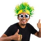 Kit Torcedor Peruca Maluca + Óculos Copa Do Mundo Arrepiado Brasil