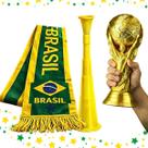 Kit Torcida Brasil Copa Cachecol Helanca + Vuvuzela+taça Hex