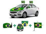 Kit torcida copa do mundo brasil capa retrovisor capo de bandeira vidro