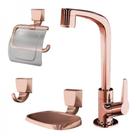 Kit Torneira Acessórios Lorenzetti Flat 2004 F71 Rose Gold
