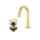 Kit Torneira de mesa cuba pia para Banheiro lavatório Lavabo Bica Baixa Quadrada com 1 Válvula Click para Cuba 7/8 Redonda Dourado Brilhante Metal