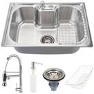 Kit Torneira gourmet e cuba inox Carajás com acessórios para cozinha