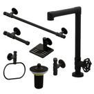 Kit Torneira Lavatório Banheiro Industrial Rustico + Acessórios Completo Preto Fosco Metal Luxo Kit Torneira Lavatório Banheiro Industrial Rustico + Acessórios Completo Preto Fosco Metal Luxo
