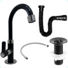 Kit Torneira Lavatório Branco Banheiro Bancada Torneira Válvula Engate Trançado Sifão