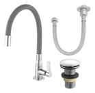 Kit torneira luxo cinza, valvula click e engate flexivel