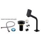 Kit Torneira para Lavatório Quadrada com Válvula Clic de Pia em Aço Inoxidável Preto OEM