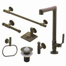 Kit Torneira Rústica Industrial + Acessórios Completo Banheiro Dourado Ouro Velho Metal Luxo