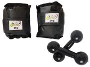 Kit Tornozeleira 2KG Nylon Preto + Halteres 2KG Preto Kit Tornozeleira 2KG Nylon Preto + Halteres 2KG Preto