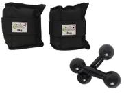 Kit Tornozeleira 3KG Nylon Preto + Halteres 3KG Preto Kit Tornozeleira 3KG Nylon Preto + Halteres 3KG Preto
