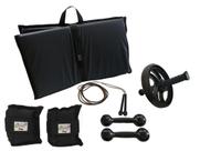 Kit Tornozeleira 3KG Preto + Halteres 3KG Preto + Colchonete Preto + Roda Abdominal + Pula Corda Kit Tornozeleira 3KG Preto + Halteres 3KG Preto + Colchonete Preto + Roda Abdominal + Pula Corda